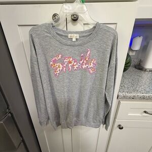Women's Grey 'Smile' Graphic Sweatshirt - Casual Pullover